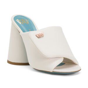 VALENTINA RANGONI Made In Italy Leather Titta Slide On Heeled Sandals